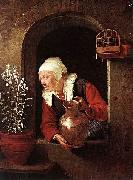 Gerard Dou Old Woman Watering Flowers oil